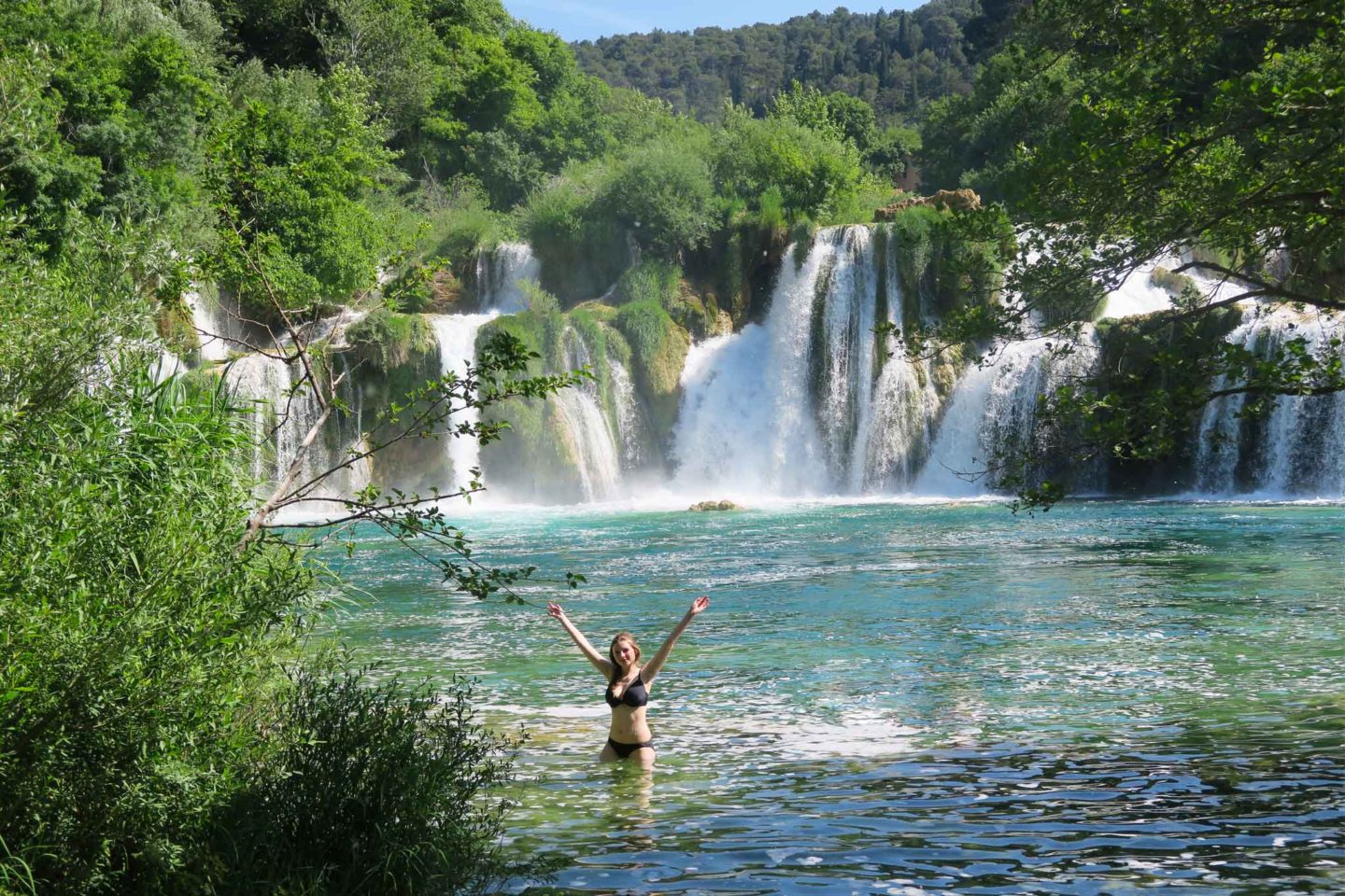 melissa carne in krka waterfall in Croatia