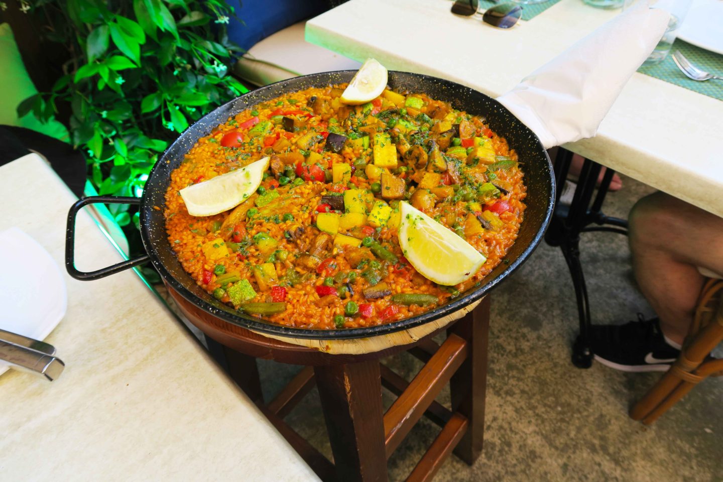 paella dish in restaurant in Alcudia, Mallorca