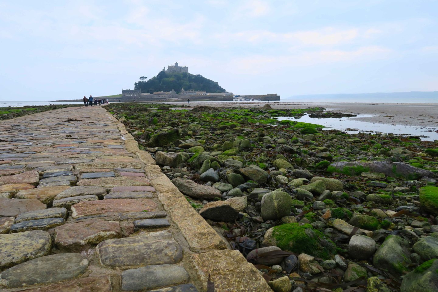 st michaels mount causeway low angle shit in cornwall