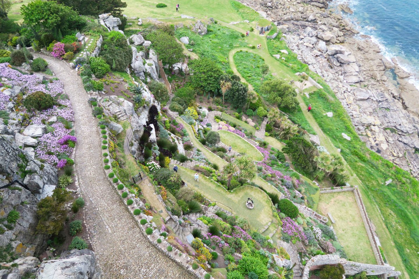 st michael's mount garden aerial view