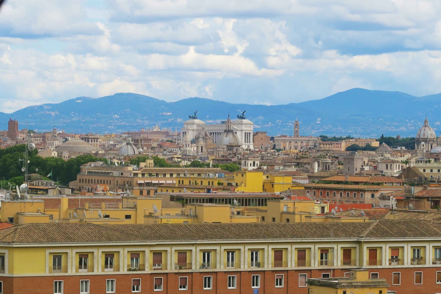 rome skyline with mountains in the backdrop
