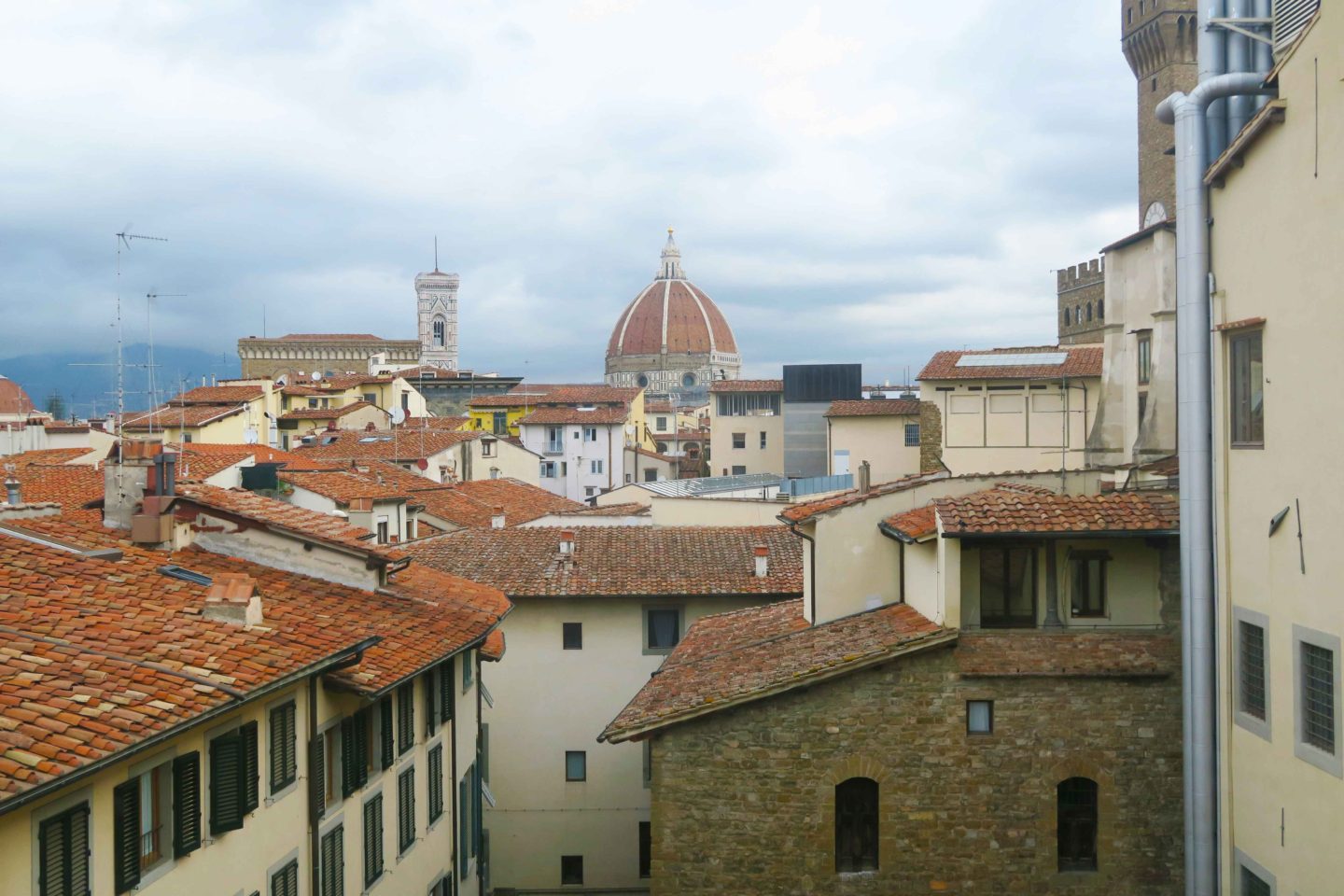 view from the uffizi gallery of the roof tops of florence