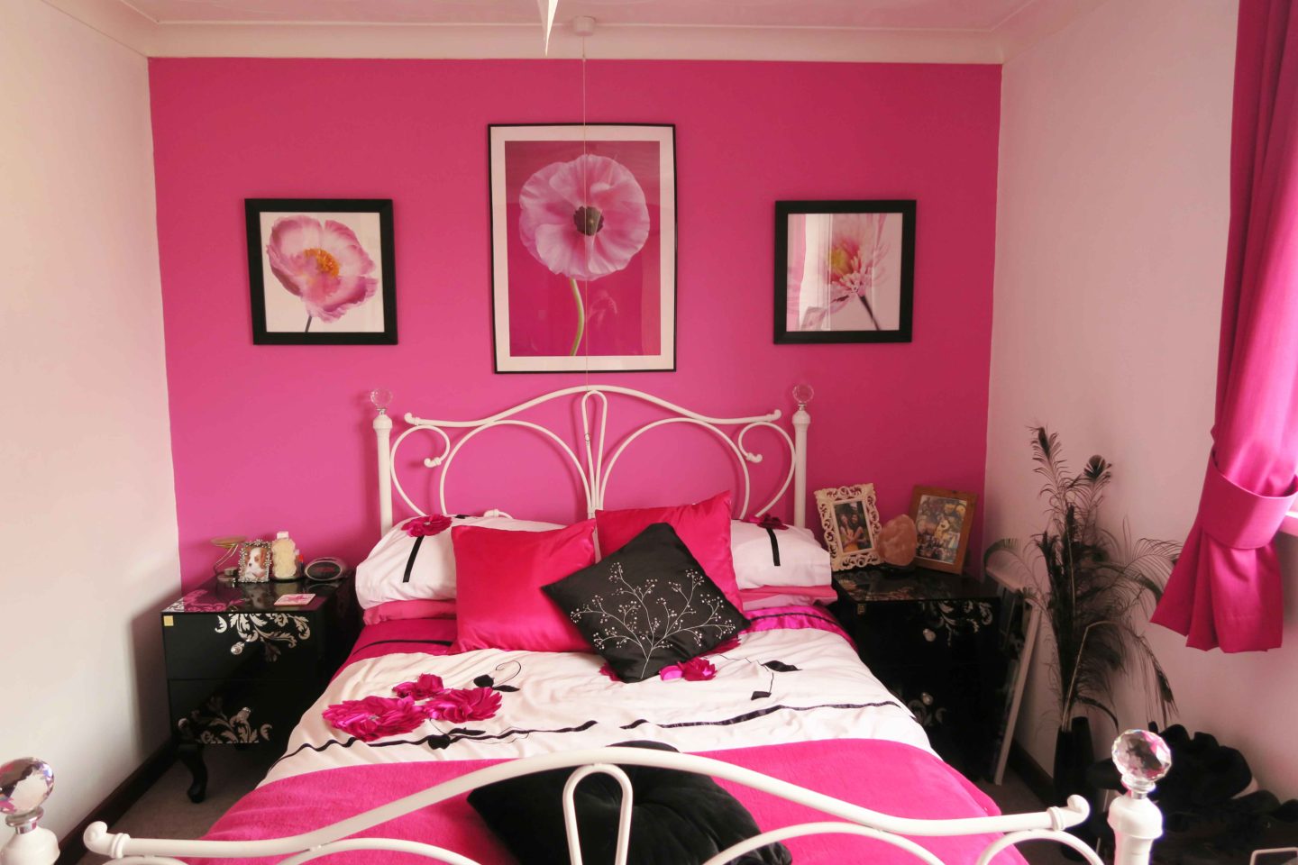 hot pink teenage bedroom interior