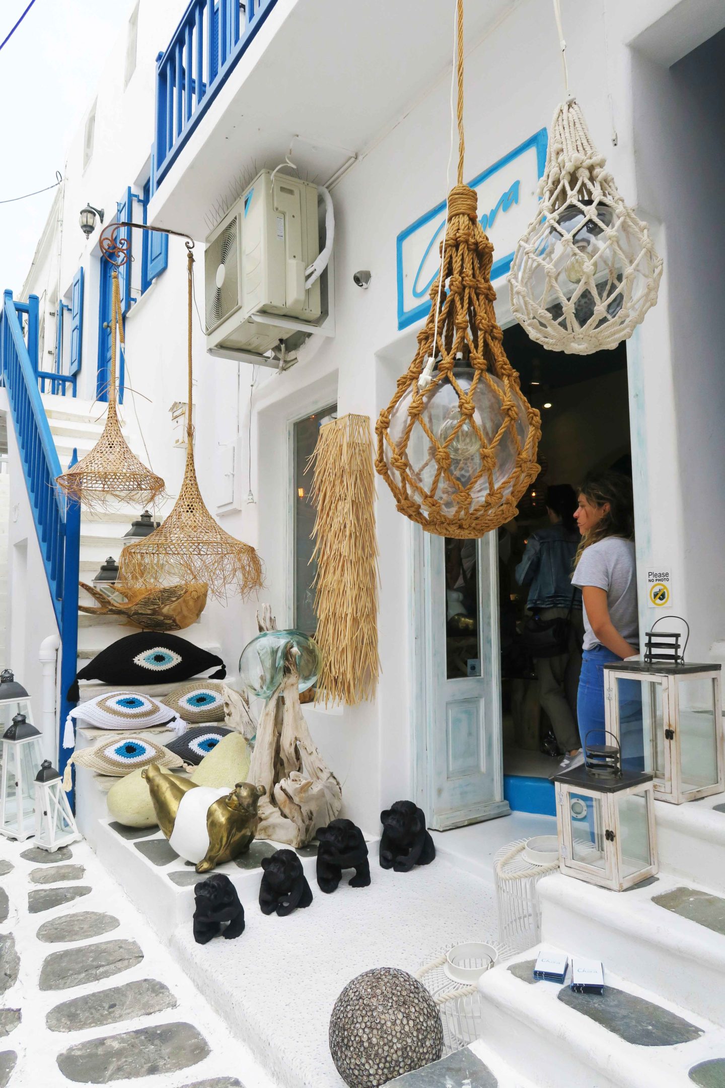 greek boho homeware shop in mykonos town