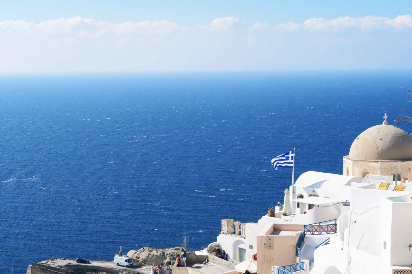 santorini oia greek flag