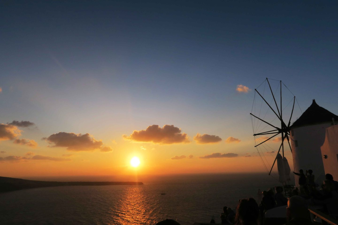 santorini sunset windmill
