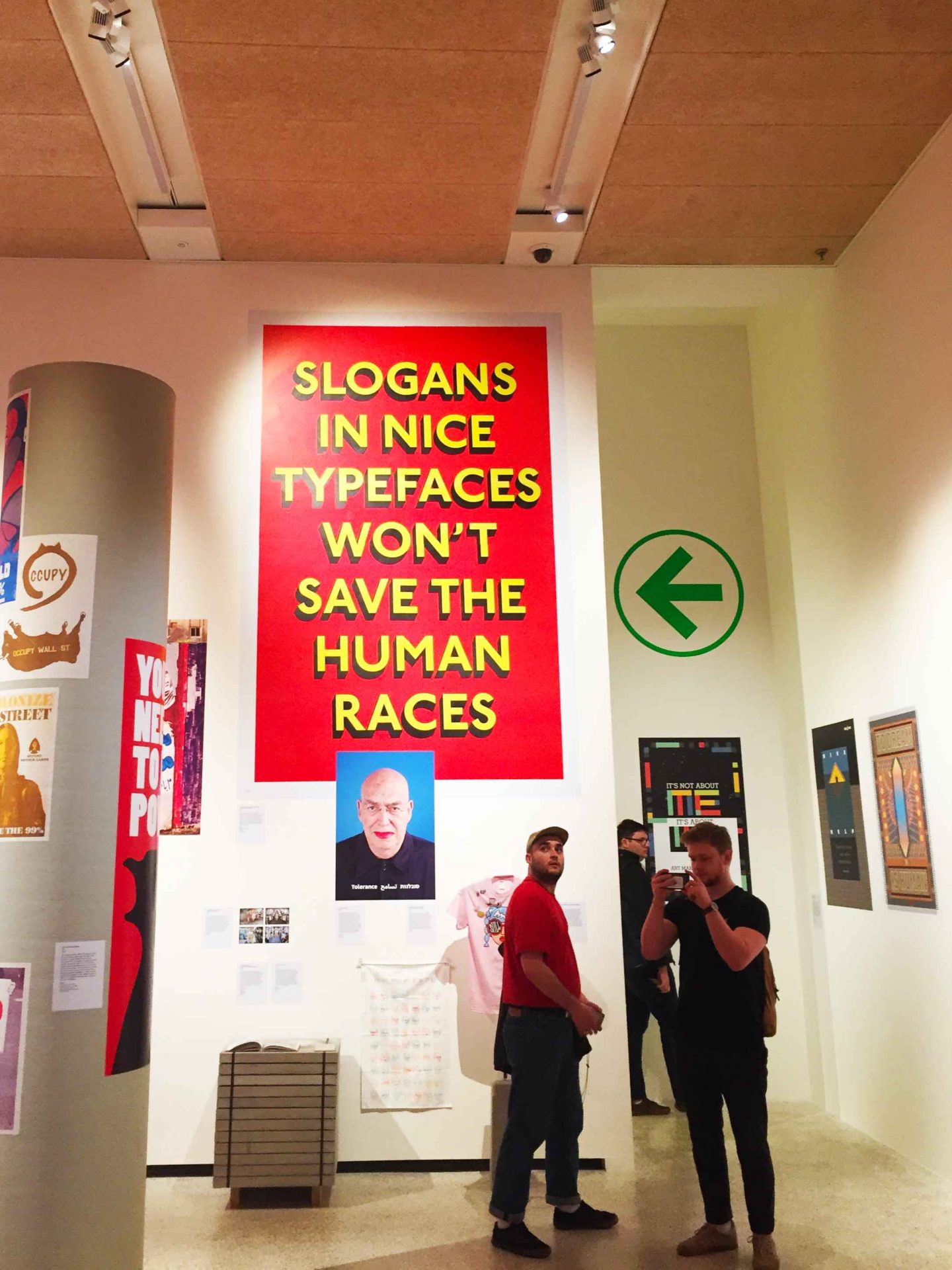 design museum slogans in nice typefaces won't save the human race poster