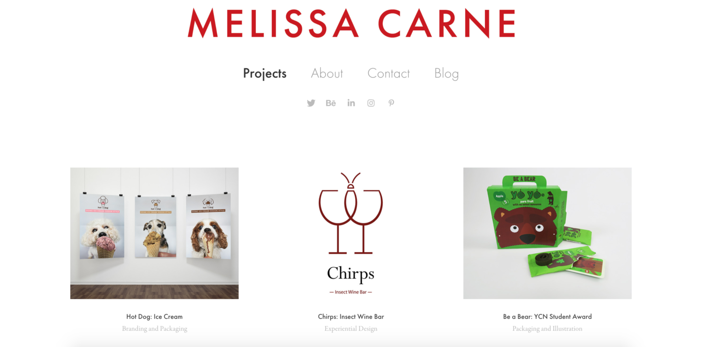 melissa carne freelance graphic design portfolio website