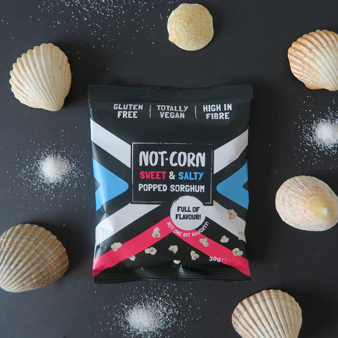 not.corn sweet and salty packaging designed by freelance designer melissa carne in cornwall