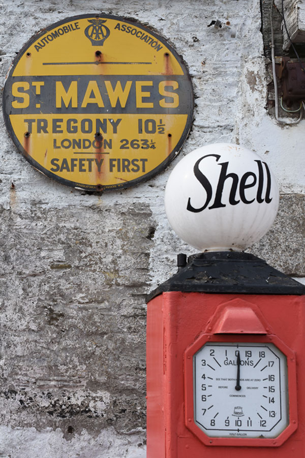 retro shell garage at st mawes in cornwall
