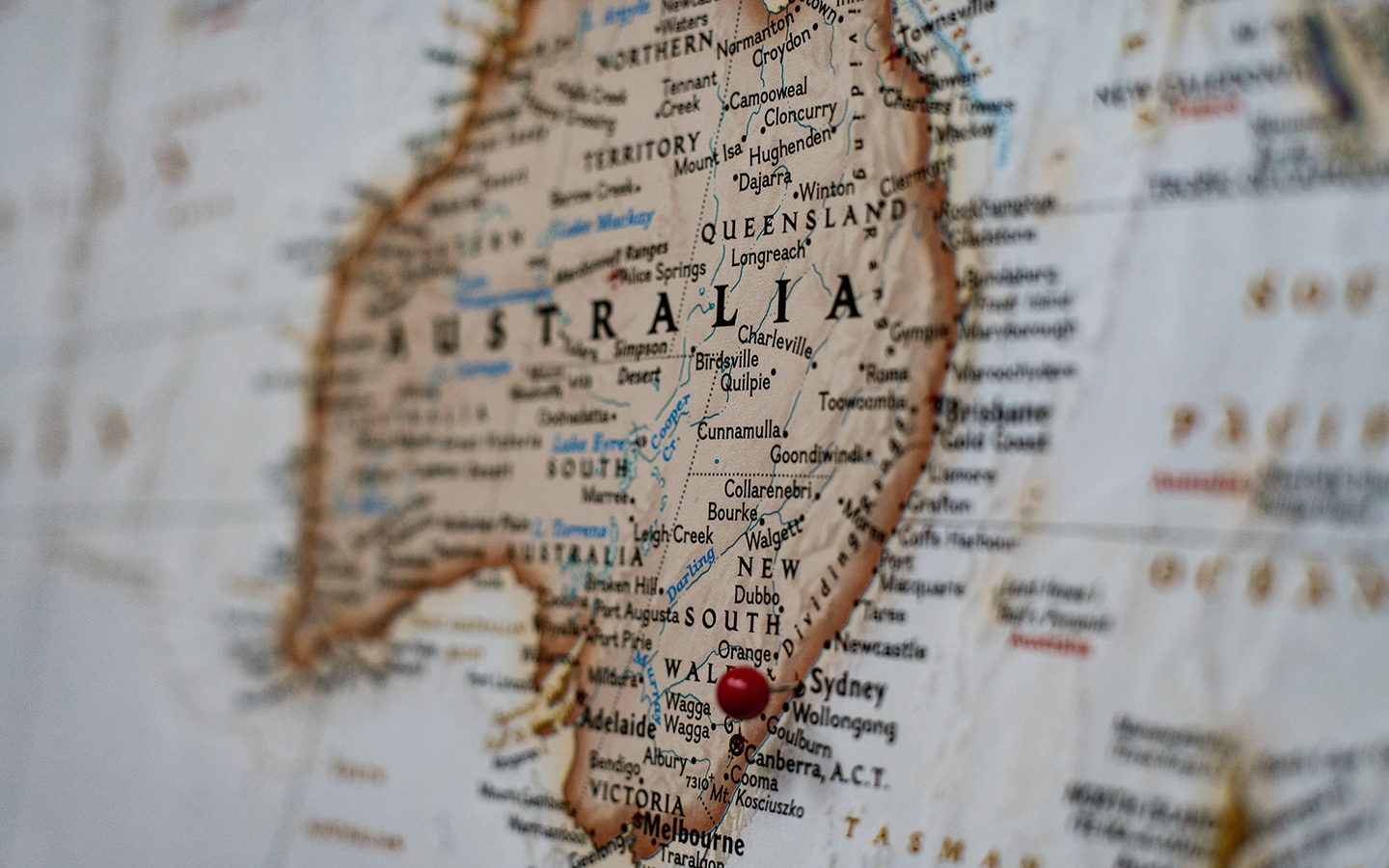 pin in map in sydney in australia
