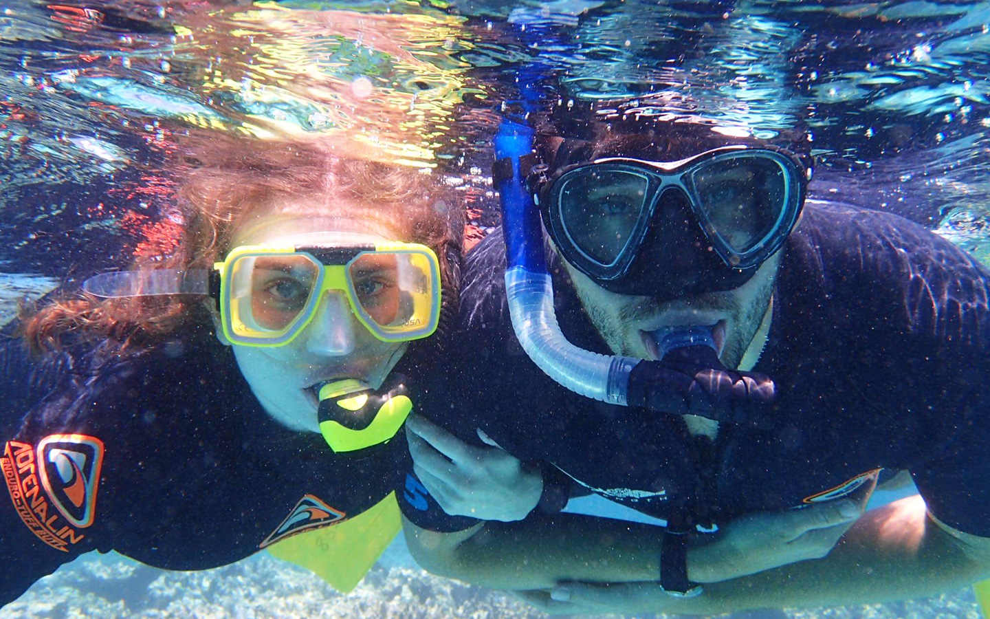 melissa carne and sam gill snorkelling in the great barrier reef in australia
