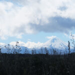 long distance shot of mount tongariro with snow