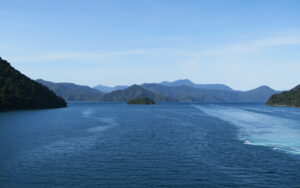 fjord land taken from the wellington to picton ferry in New Zealand