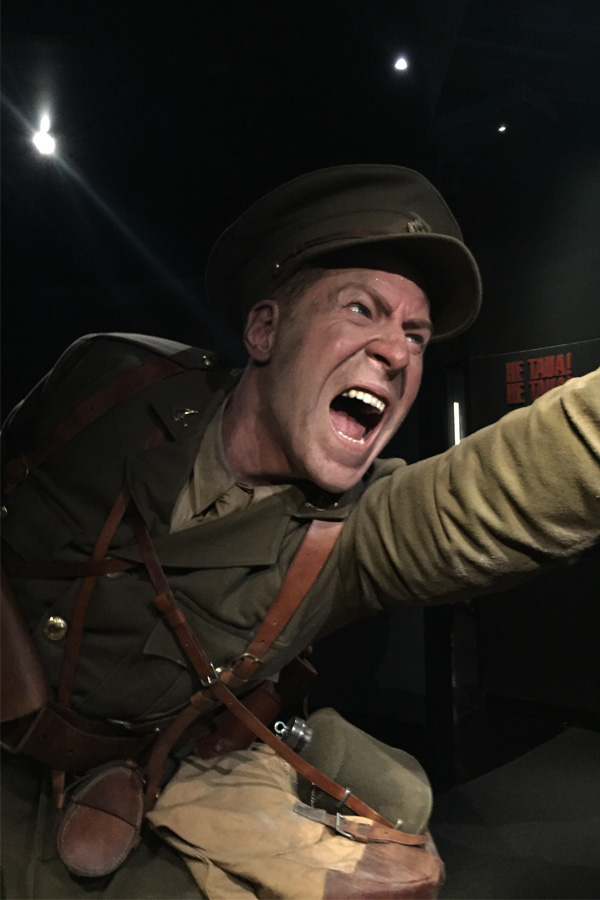 wax statue of soldier from gallipoli exhibition in te papa museum of new zealand