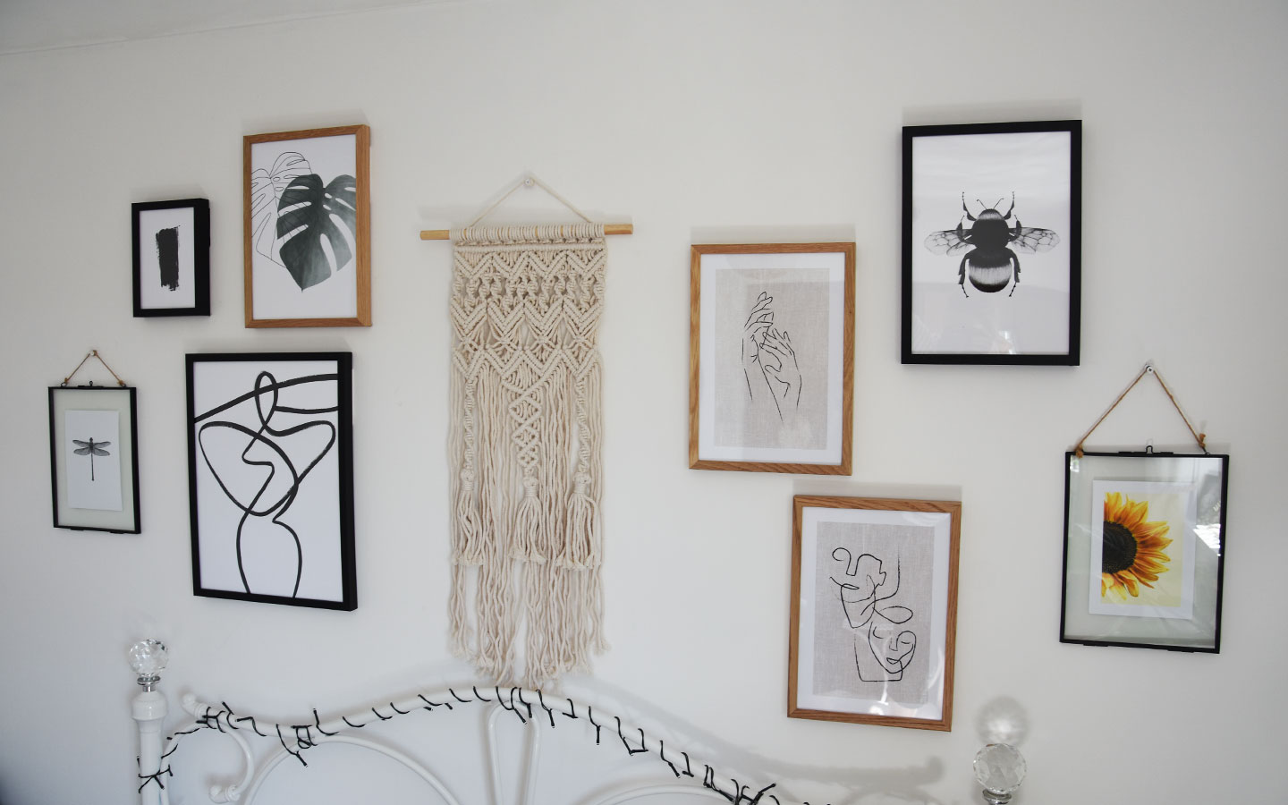 how to create a gallery wall in your bedroom using prints from desenio by melissa carne