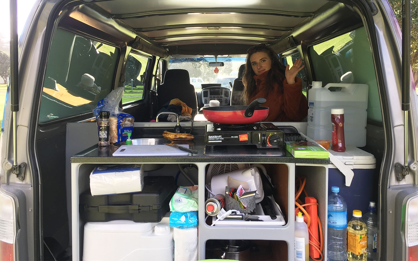 inside of an escape rental campervan