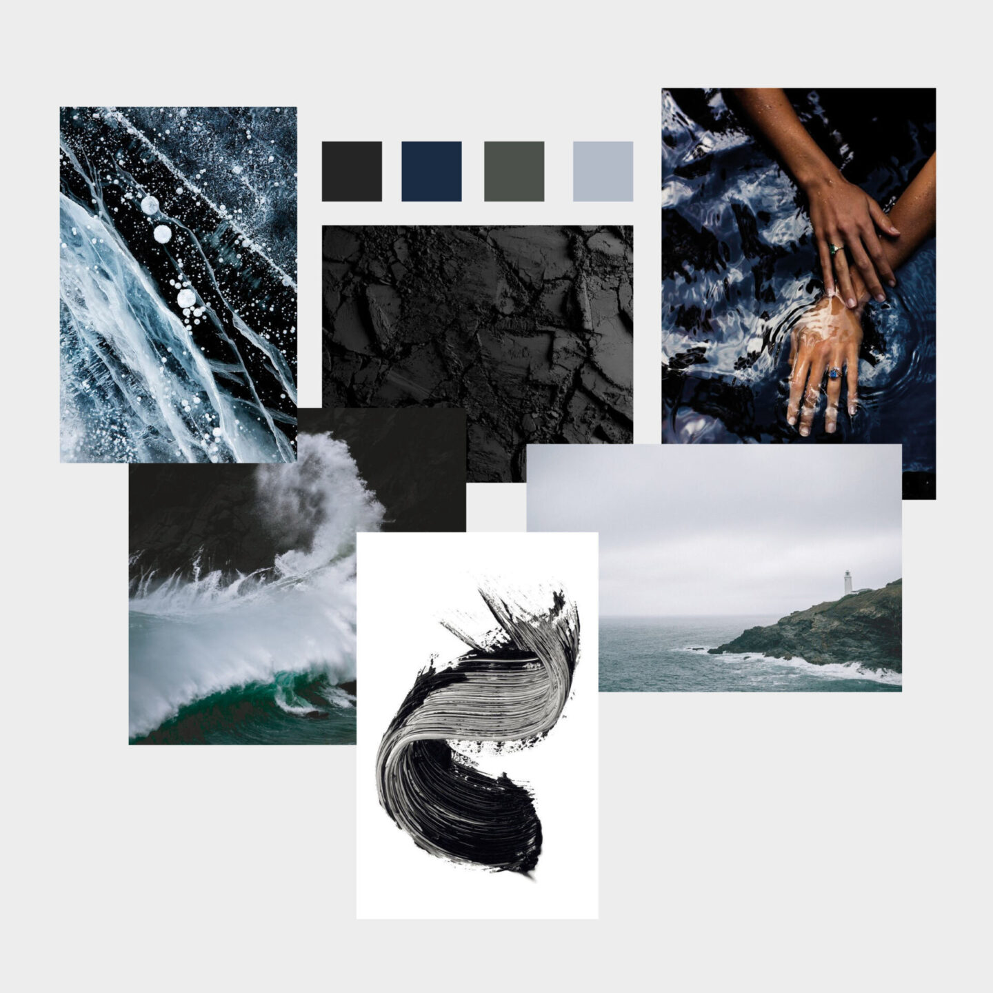 brand mood board and colour palette to help create a brand identity